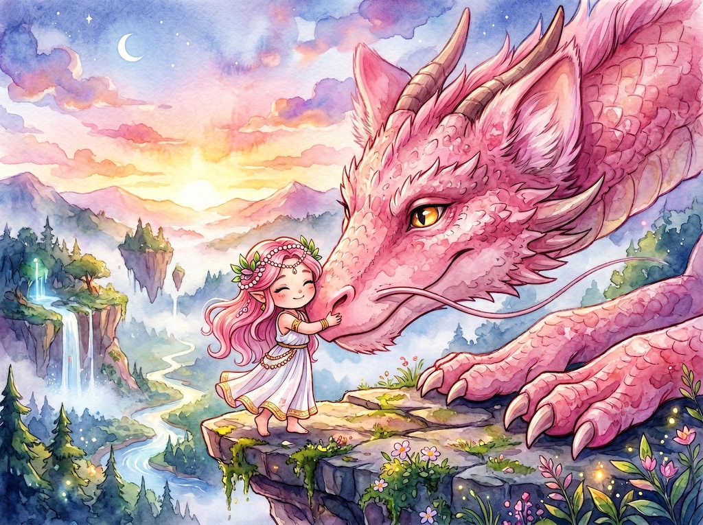 小さなプリンセスとピンクドラゴン