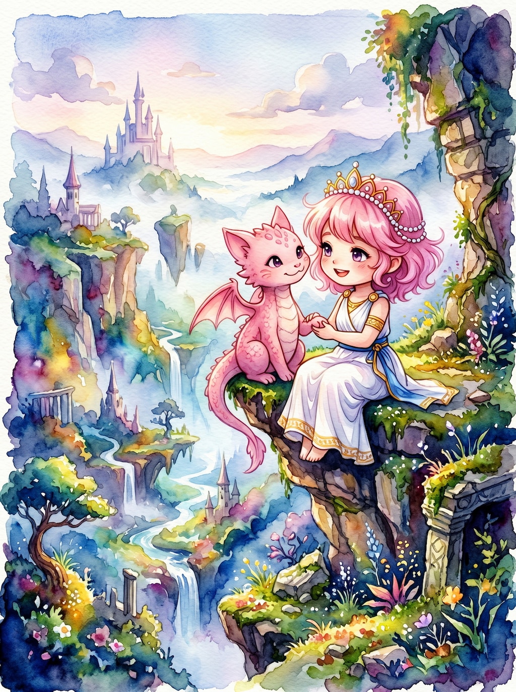 小さなプリンセスとピンクドラゴン