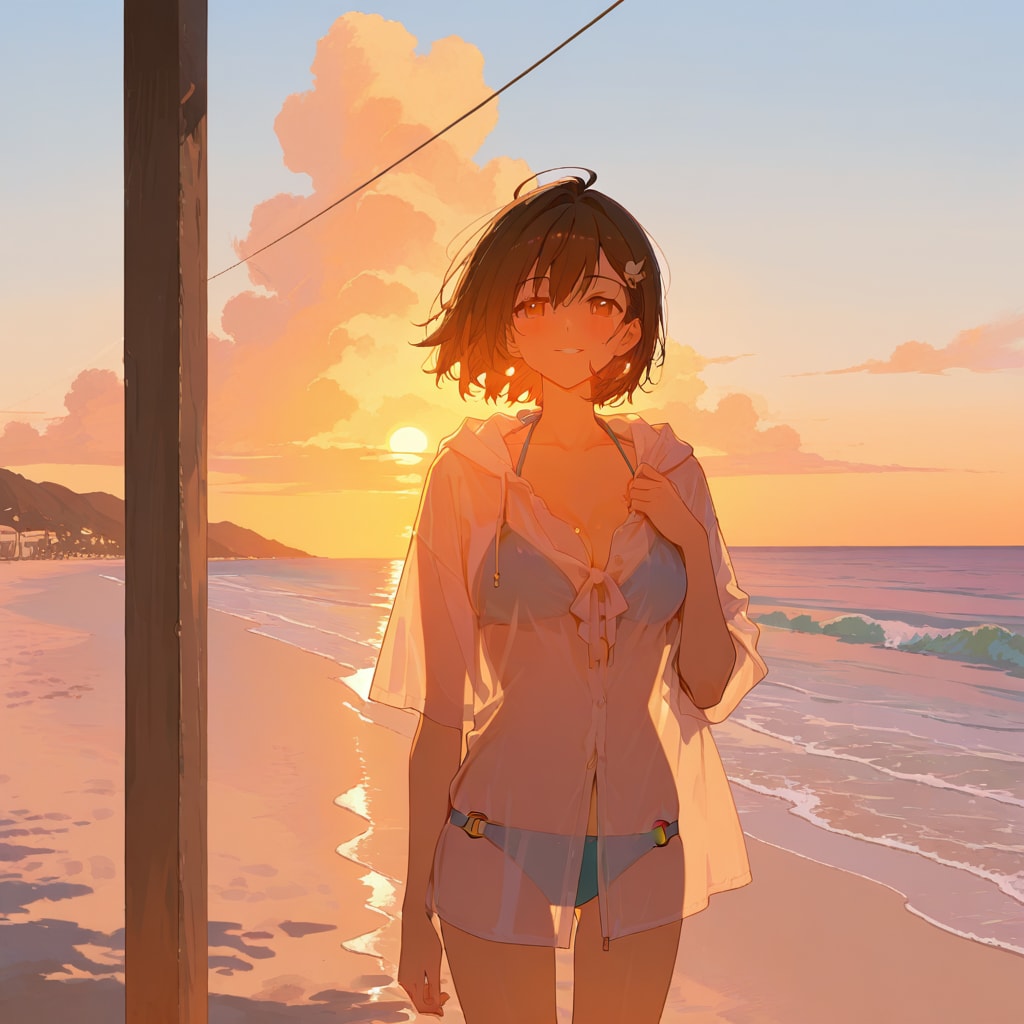 透ける夕陽