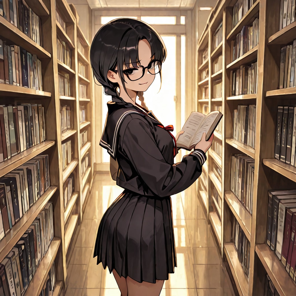 放課後の図書館にて