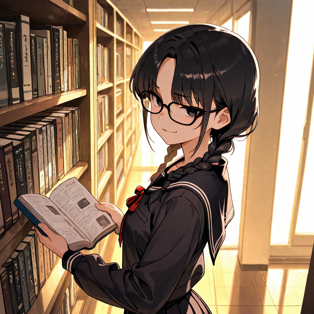 放課後の図書館にて
