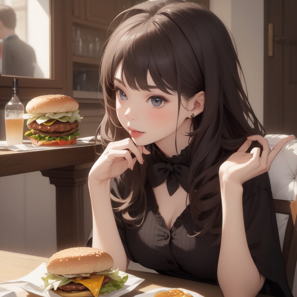 ハンバーガーの虜になるお嬢様