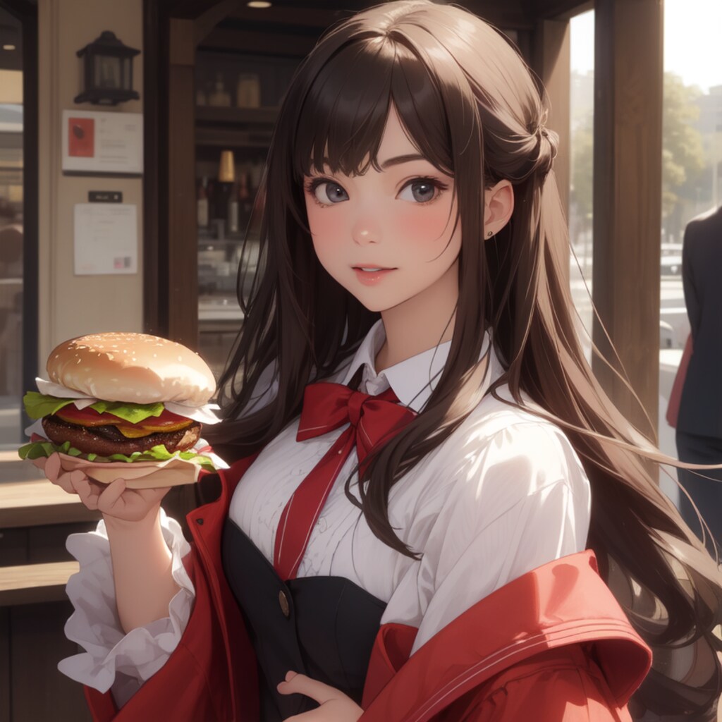 ハンバーガーの虜になるお嬢様