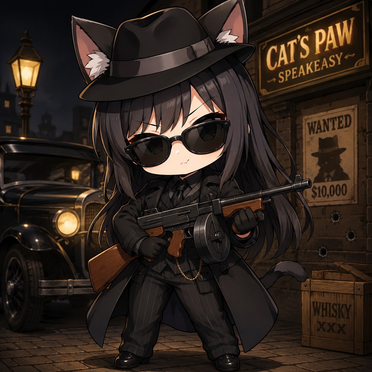 ギャングスター風の猫耳少女