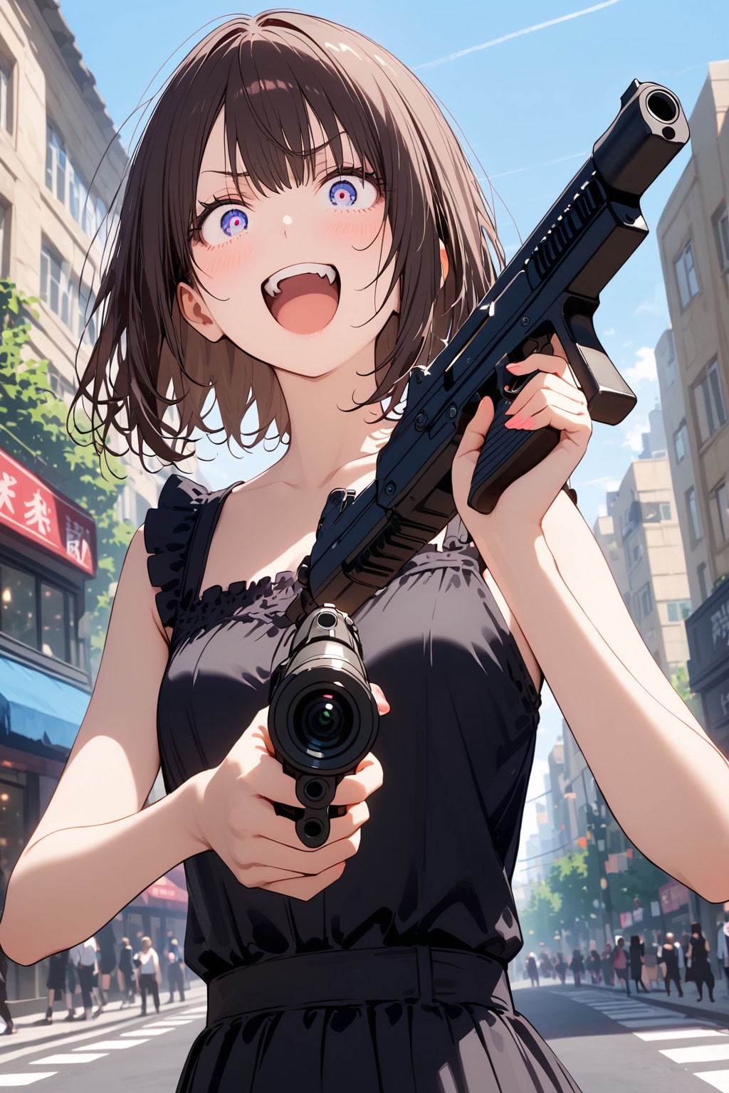 黒いドレスで乱射
