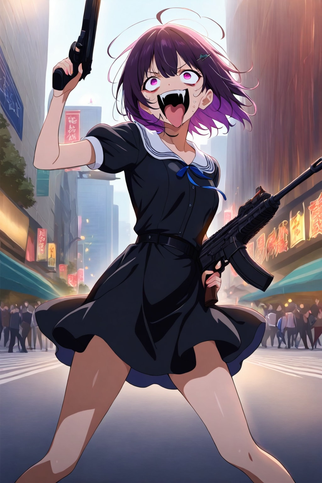 黒いドレスで乱射