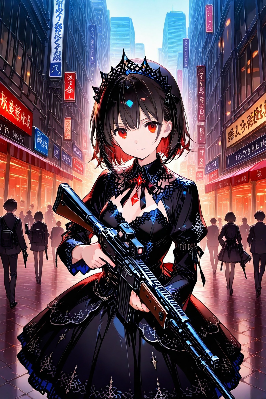 黒いドレスで乱射