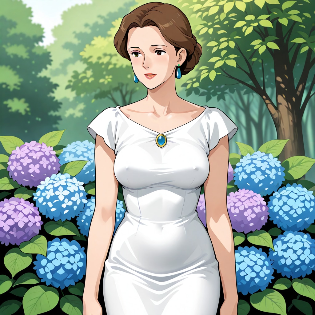 紫陽花と奥さん