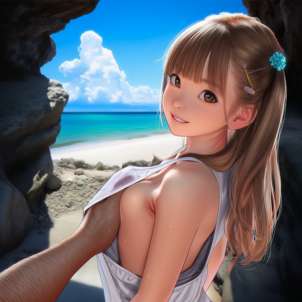 服の中に手を突っ込み掴む。
