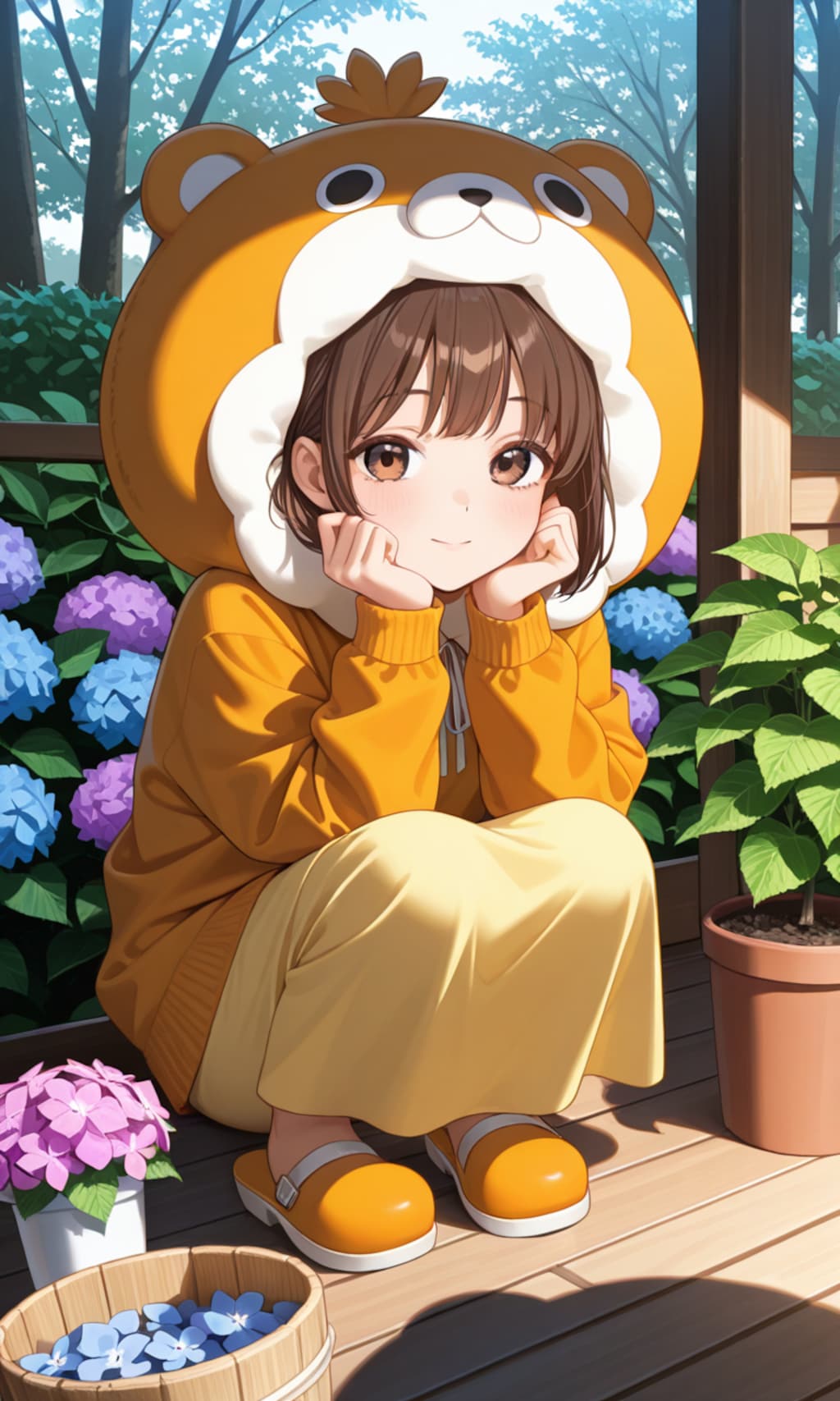 森の主　紫陽花を愛でる
