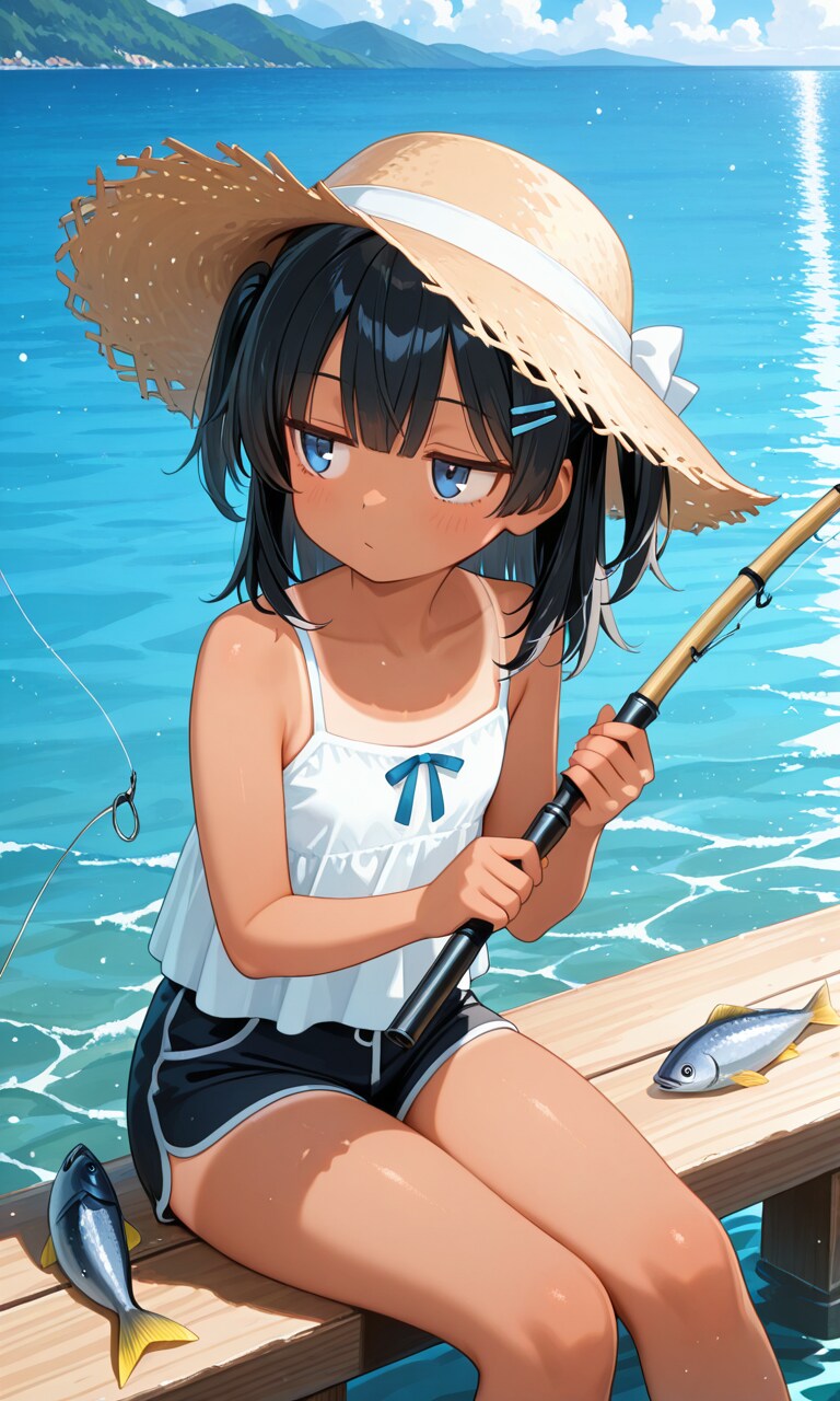 釣りをするこなつちゃん