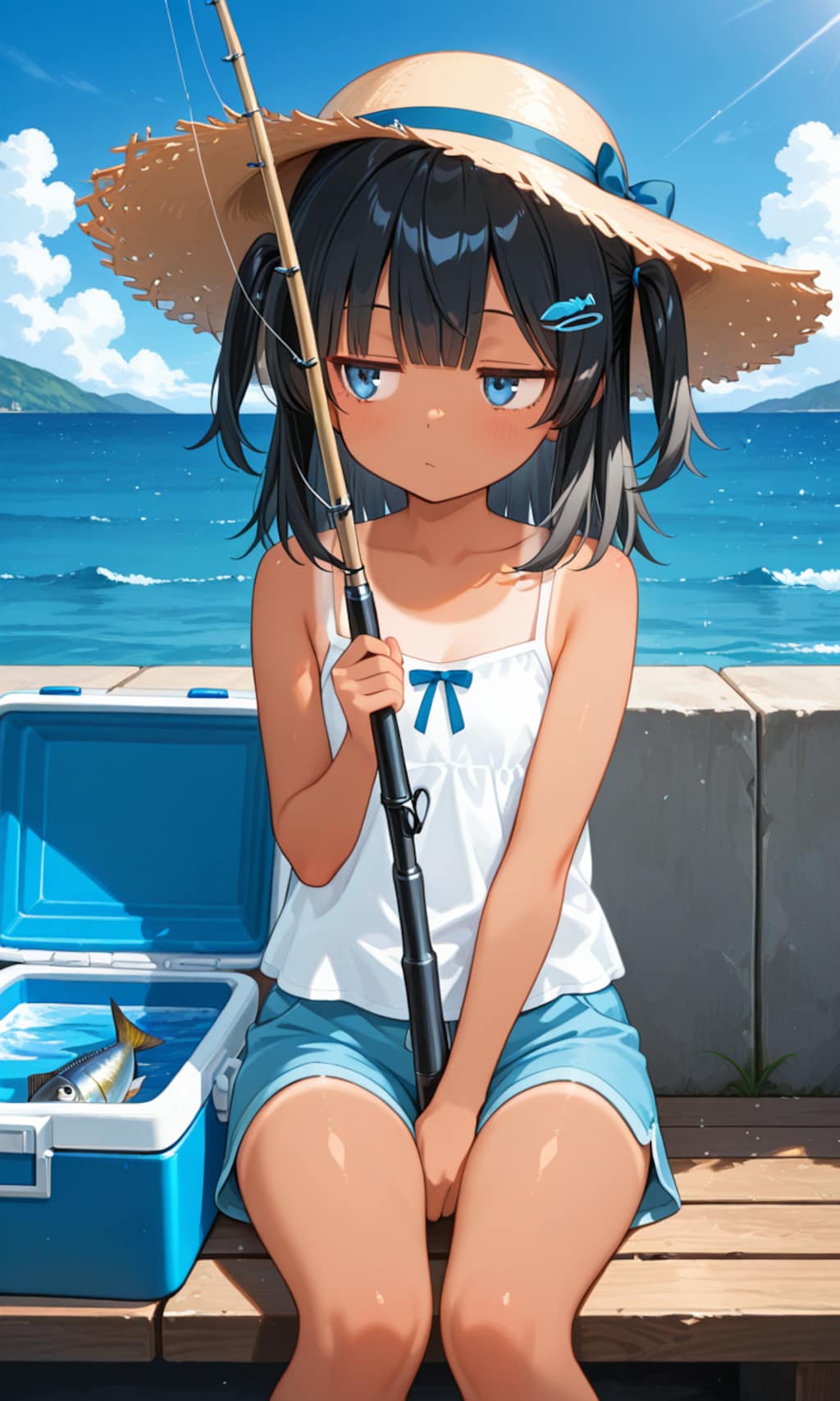 釣りをするこなつちゃん