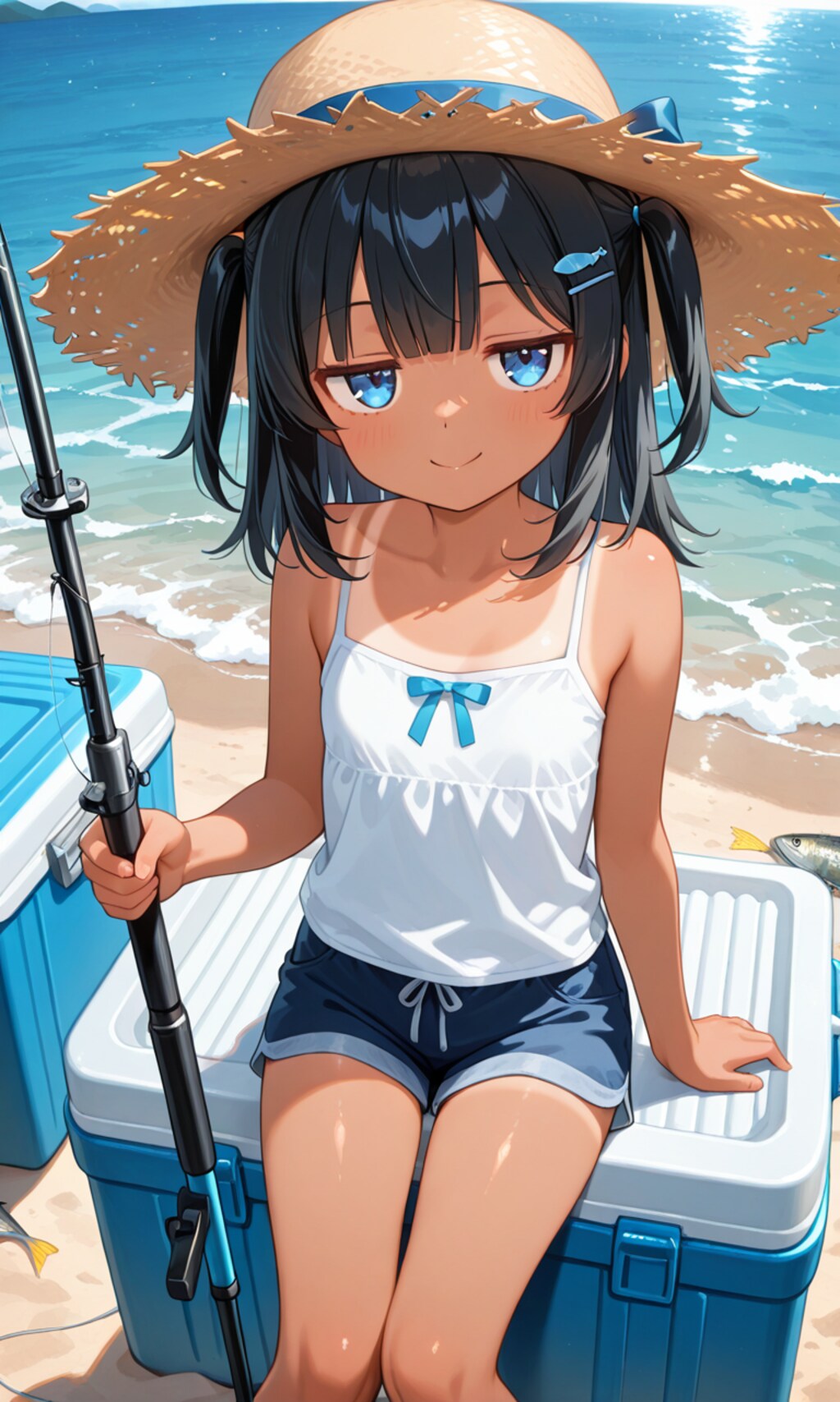 釣りをするこなつちゃん