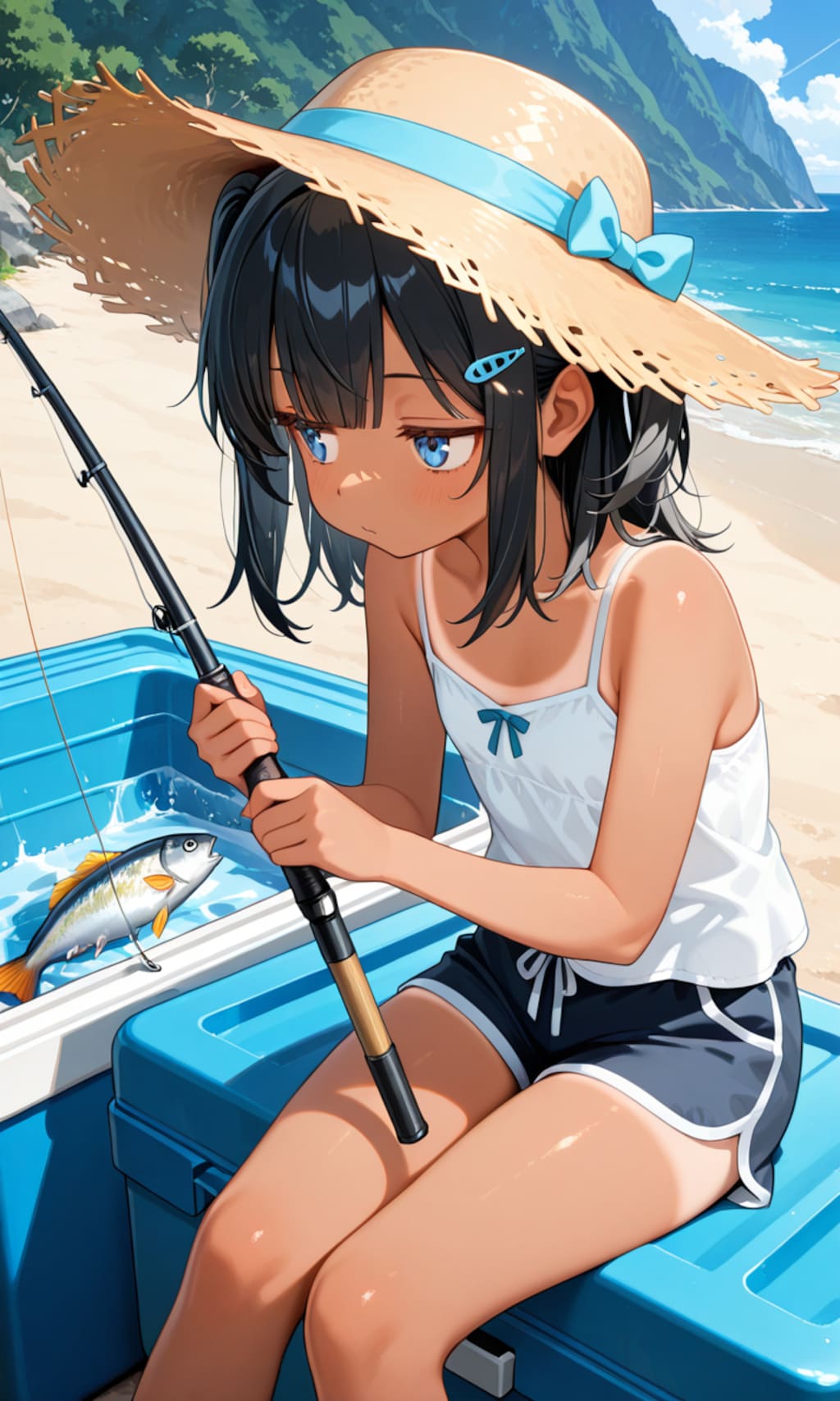 釣りをするこなつちゃん