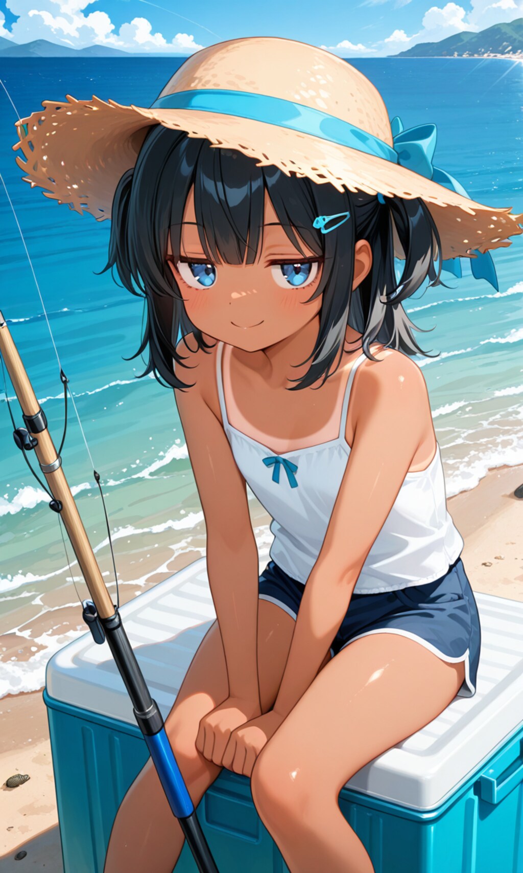 釣りをするこなつちゃん