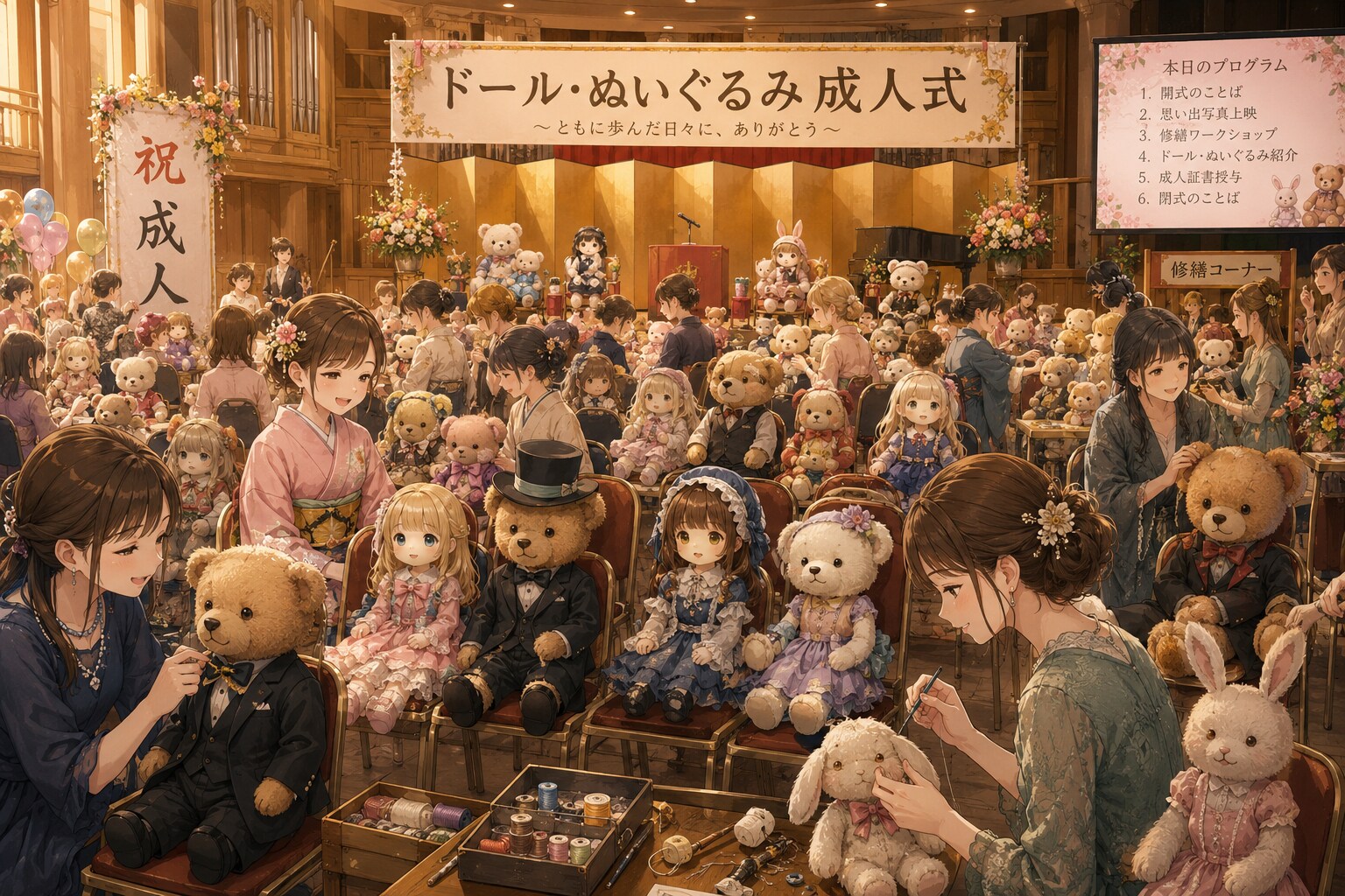 長く大切に使われたドールやぬいぐるみを持ち寄る集会を"成人式"と称して集まっている人達, 2.0