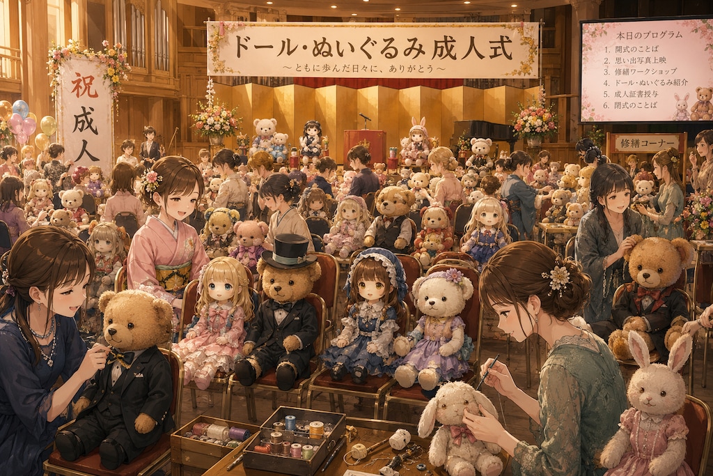 長く大切に使われたドールやぬいぐるみを持ち寄る集会を"成人式"と称して集まっている人達, 2.0