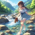 夏河を越すうれしさよ手に草履・女の子編 4枚目