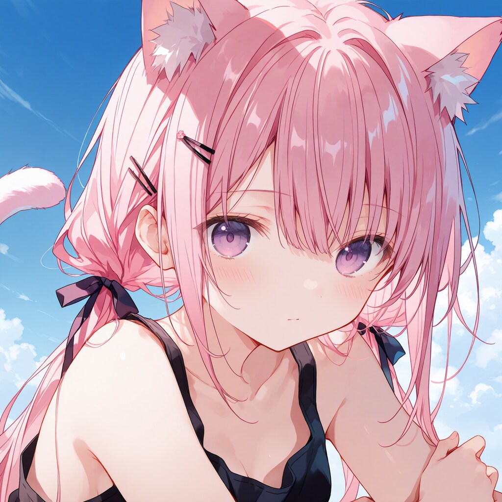 猫耳桃香、じっと見つめる