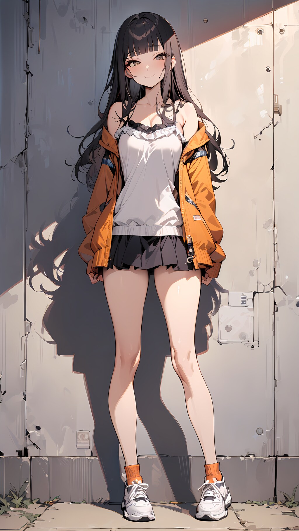 パーカー＆ミニスカ＆運動靴