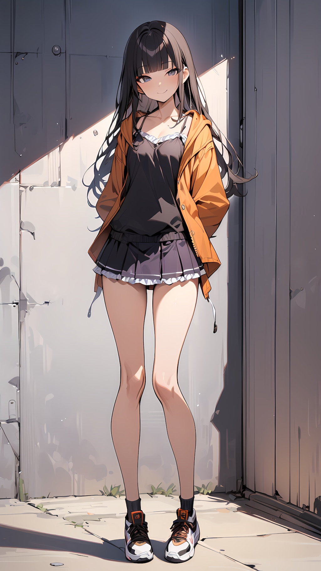 パーカー＆ミニスカ＆運動靴