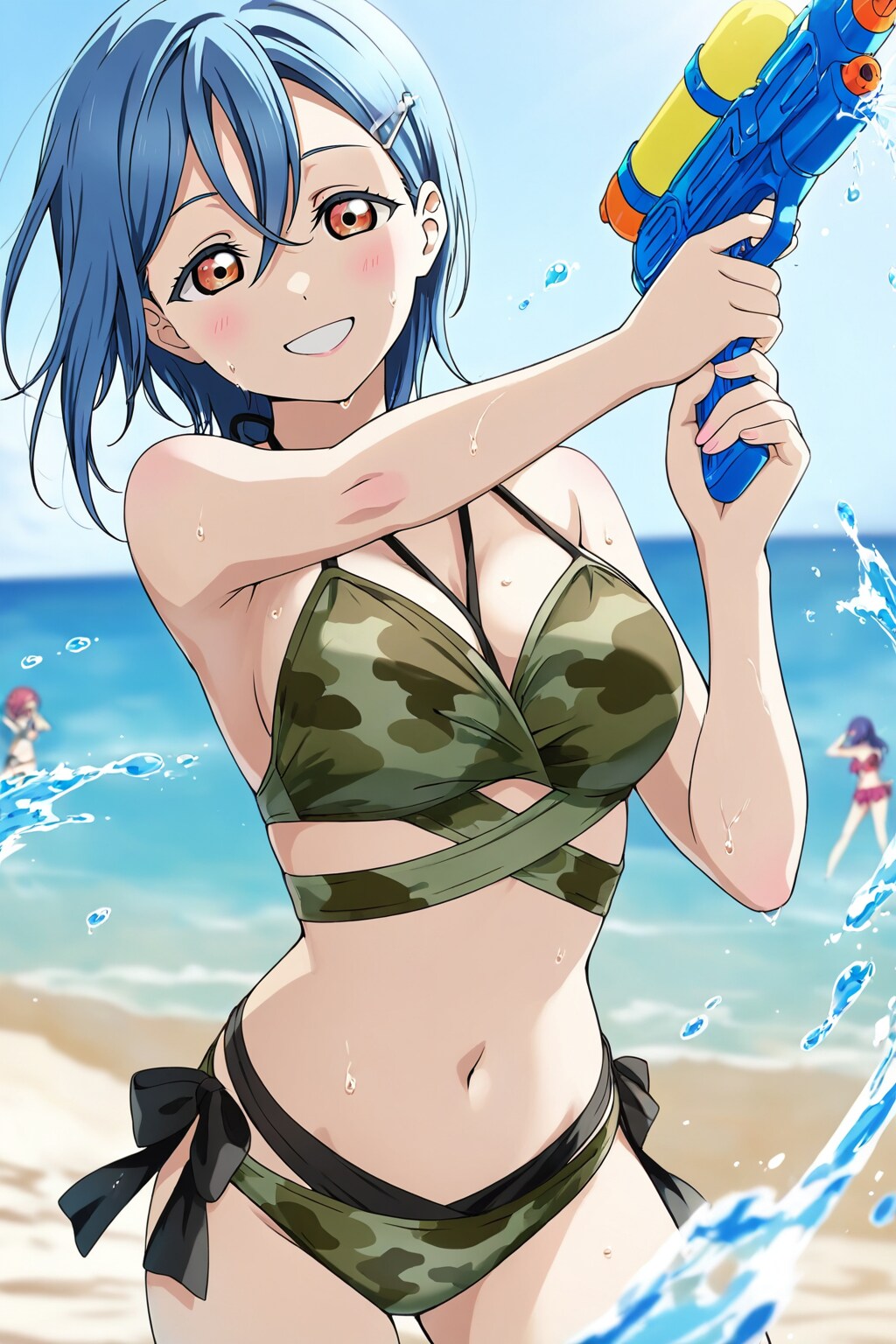 迷彩ビキニで水鉄砲放つ四季ちゃん👙🔫🏖️❤️
