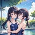百合とスク水 2枚目