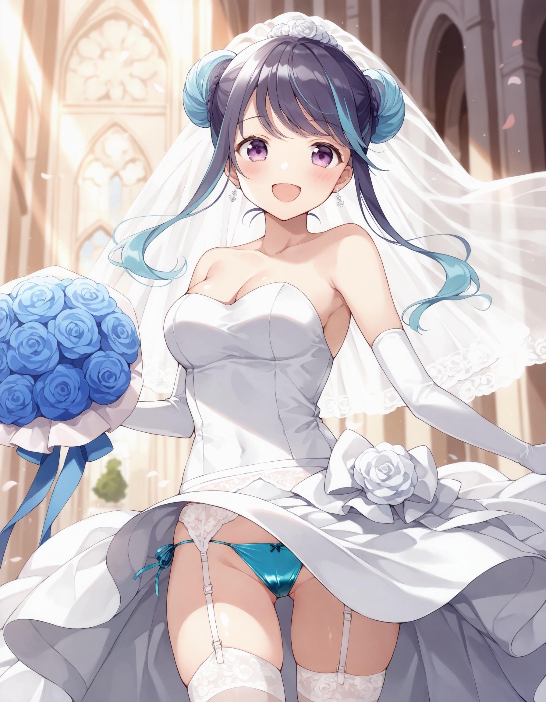ウェディングドレスでパンチラ