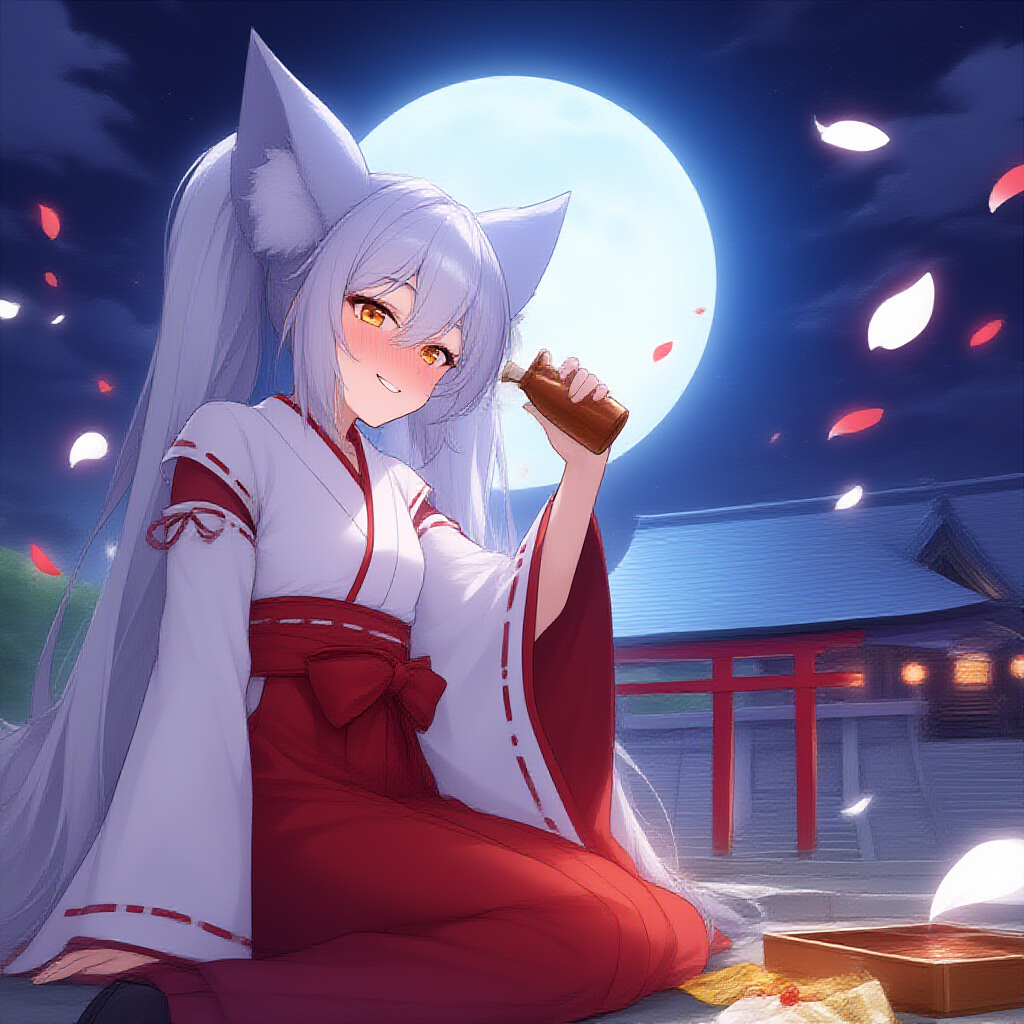 大婆狐は一人酒を楽しむ