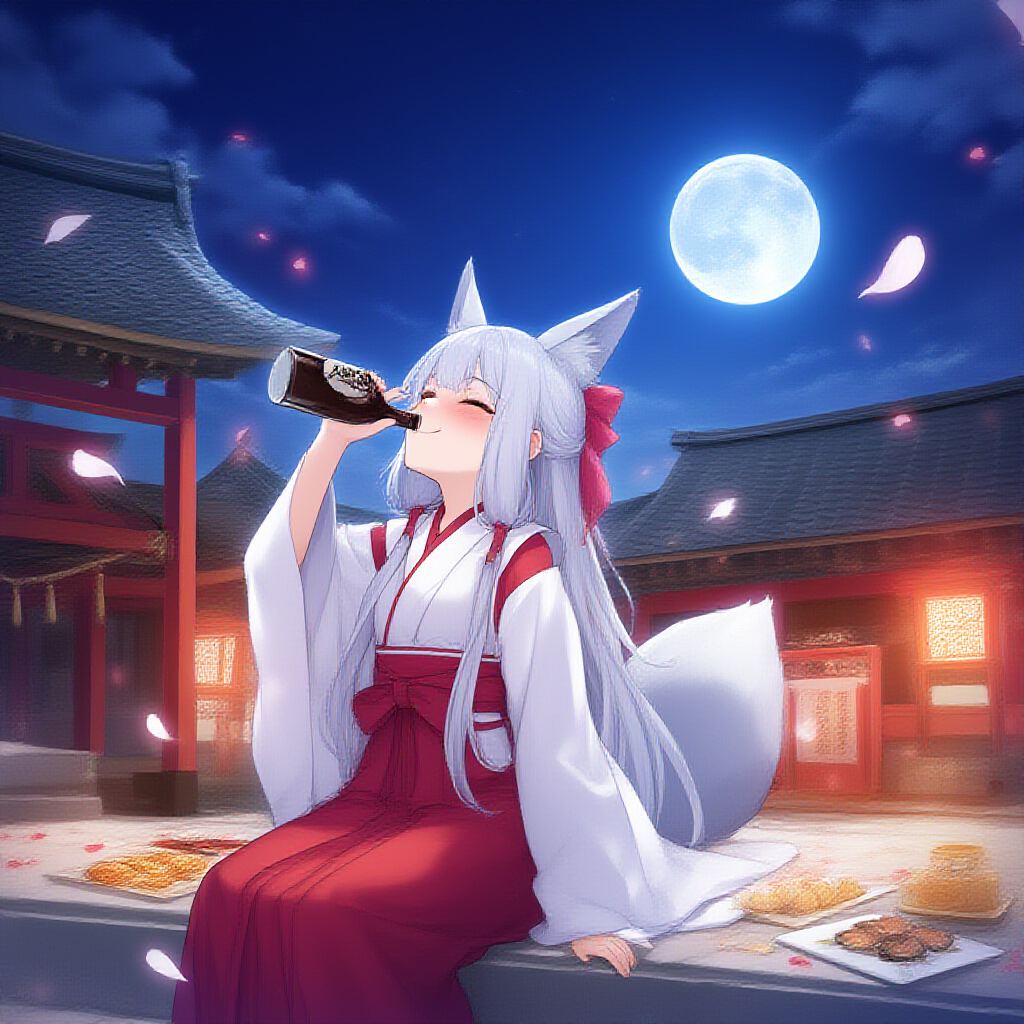 大婆狐は一人酒を楽しむ