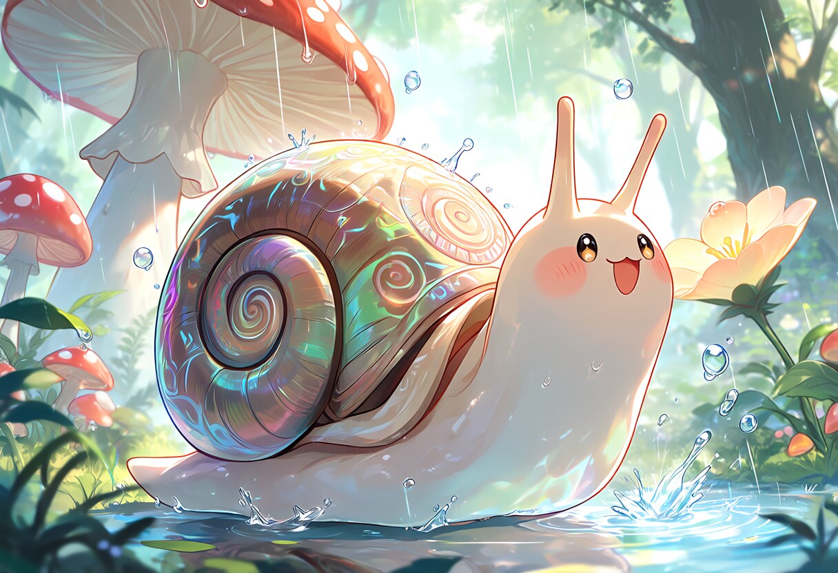 雨を喜ぶかたつむり | の人気AIイラスト・グラビア