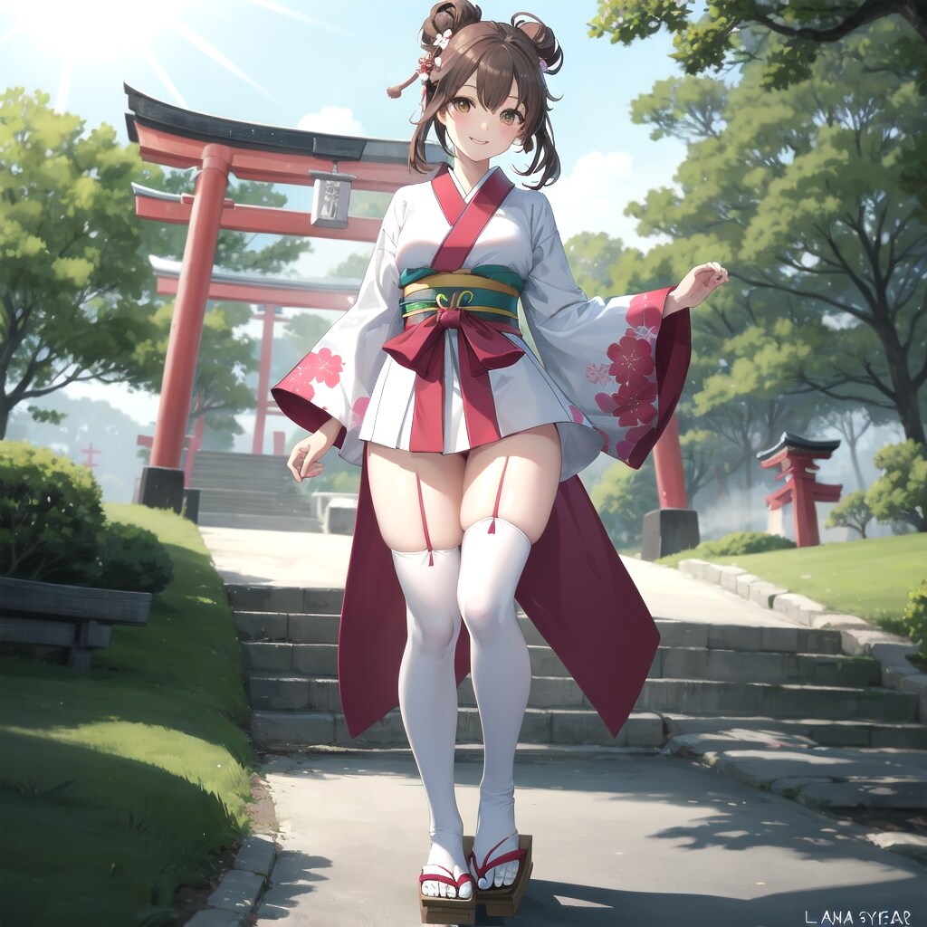 参拝客を案内する巫女さん | の人気AIイラスト・グラビア