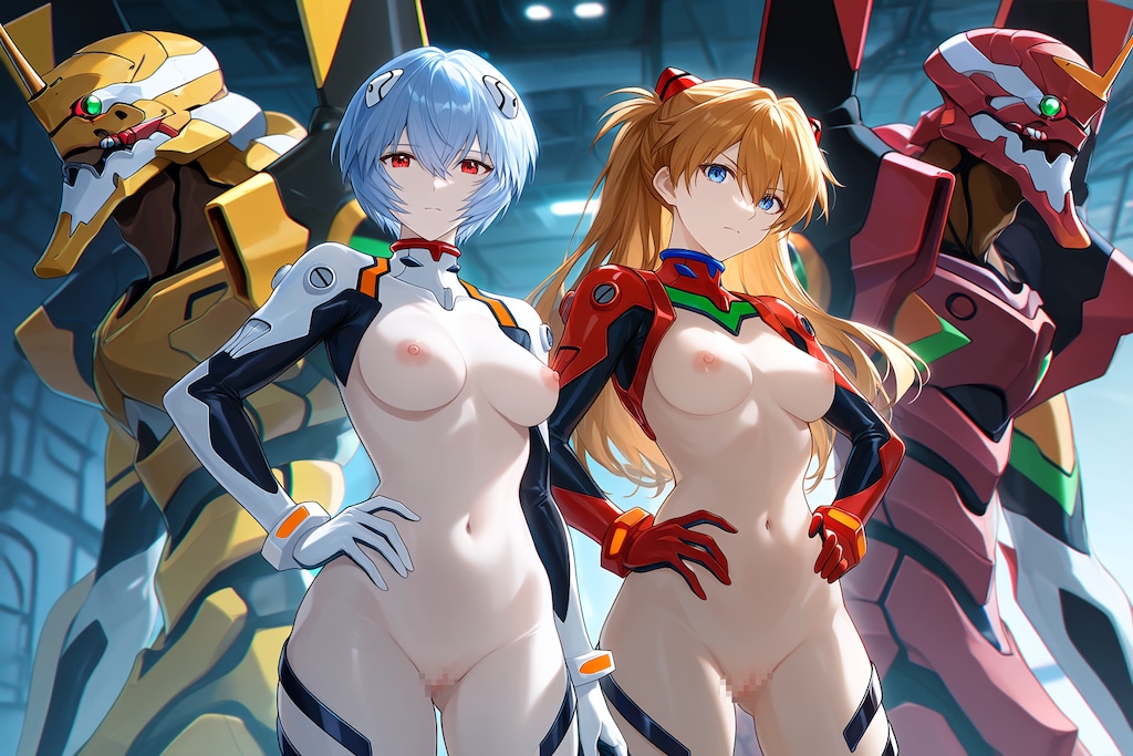 [2枚]【R-18版】「シンジくん…新しいプラグスーツ。どう思う…」 「早く言いなさいよ！バカシンジ！」 「うん…いいと思うよ。その…前も見せてくれると嬉しいんだけど…」（パロディ運動会１８の２）