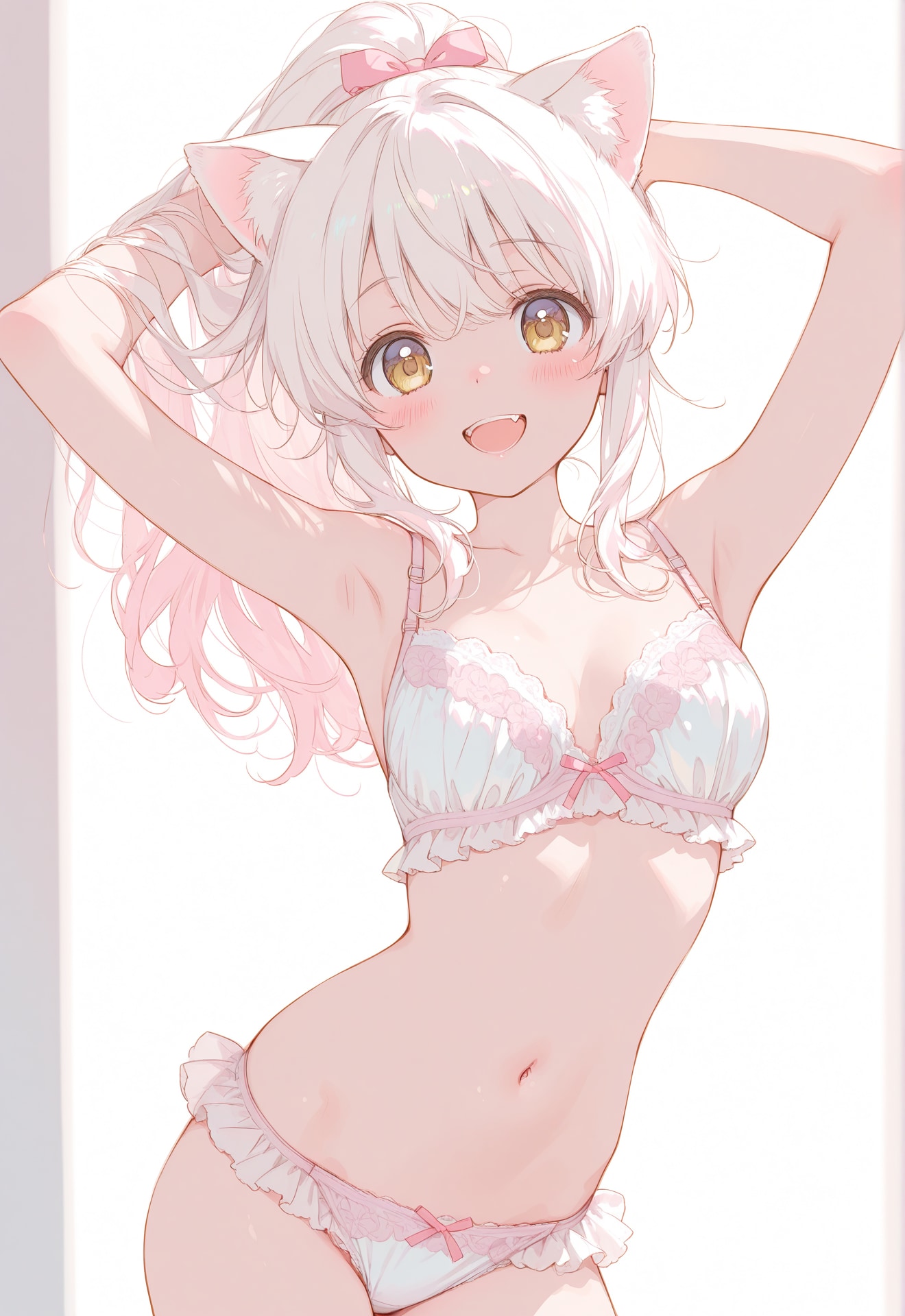 下着姿の白猫ちゃん