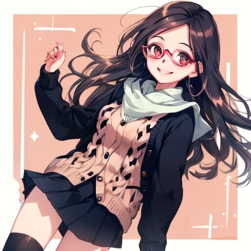 あえて秋冬ファッションの黒髪メガネ | の人気AIイラスト・グラビア