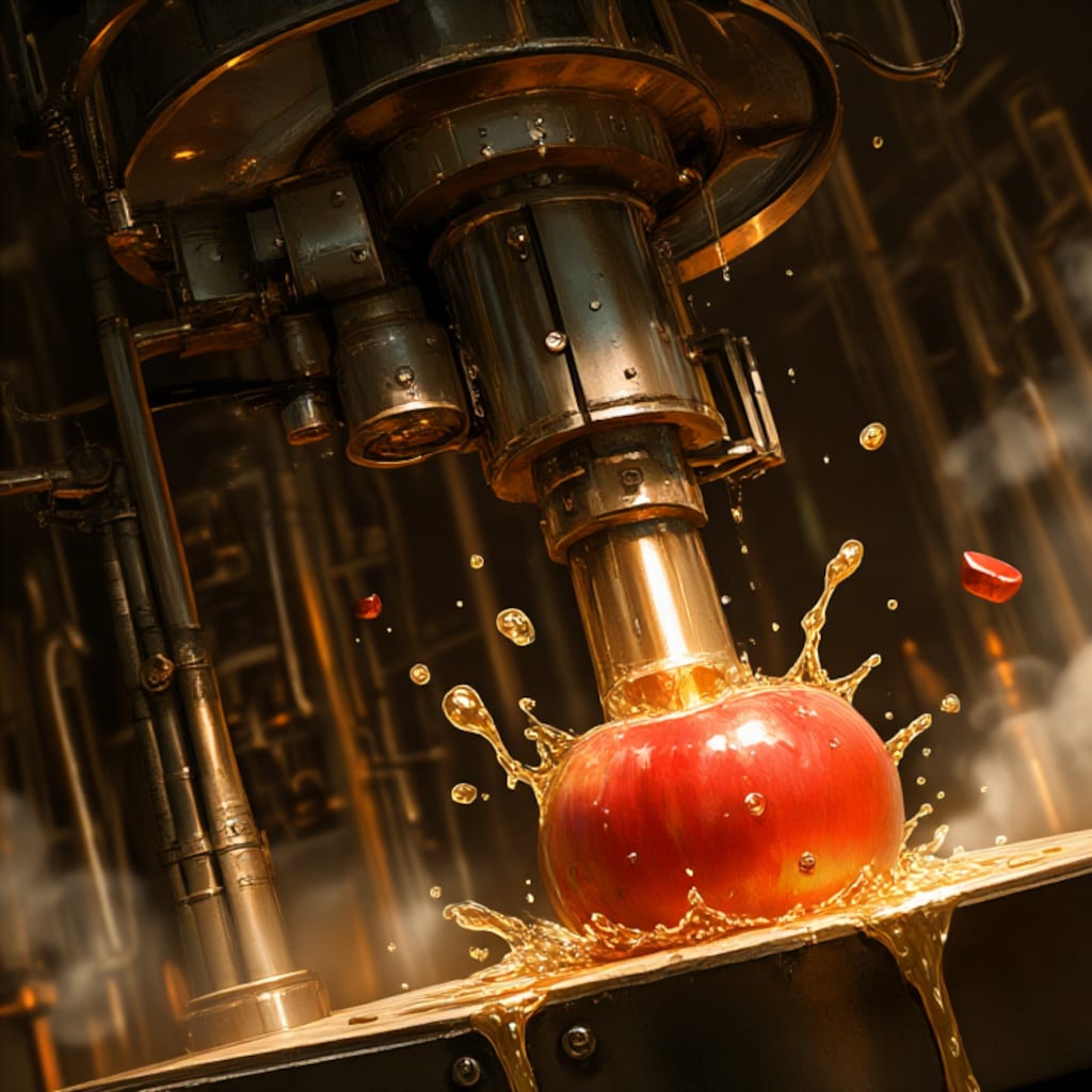 圧倒的な機械の力によるリンゴ破壊