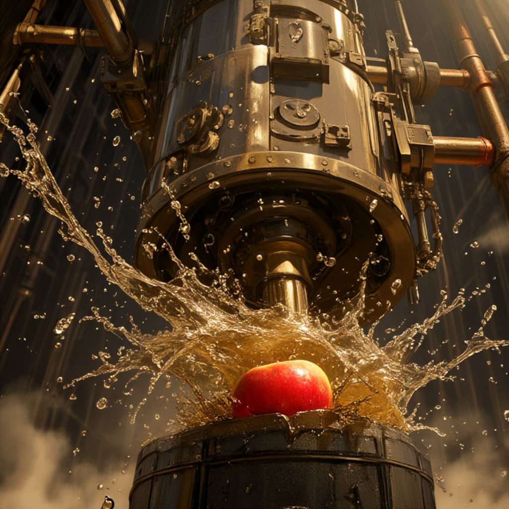 圧倒的な機械の力によるリンゴ破壊