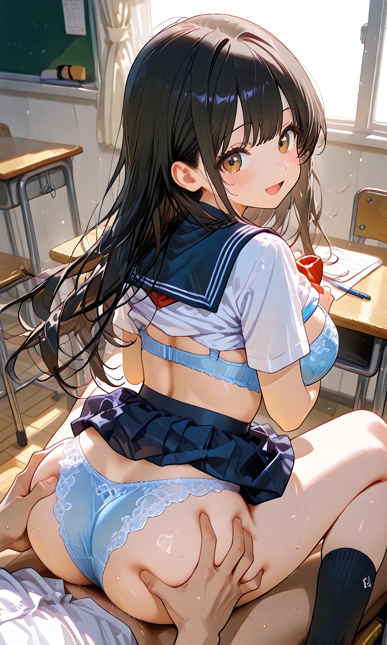 半脱ぎのまま座って