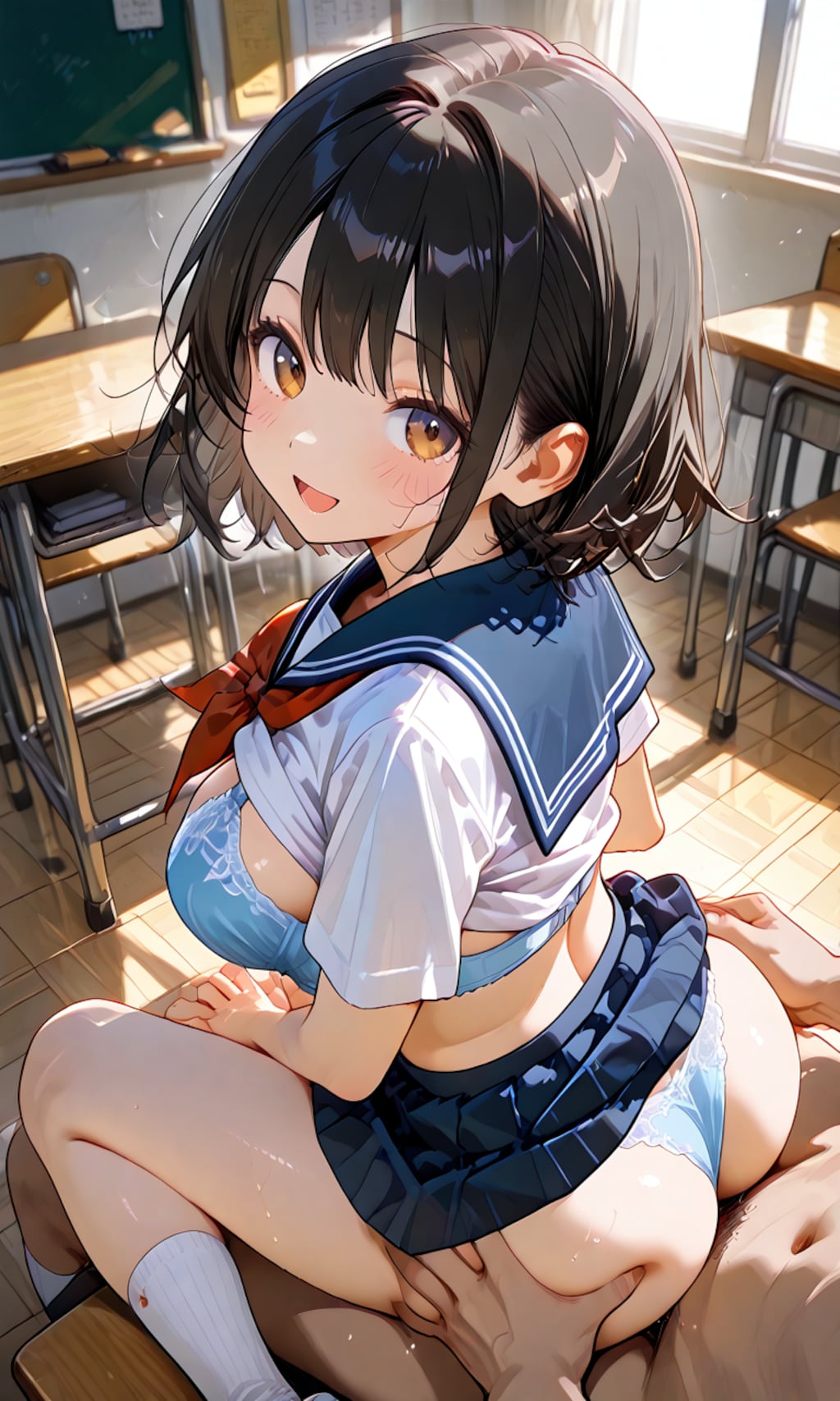 半脱ぎのまま座って