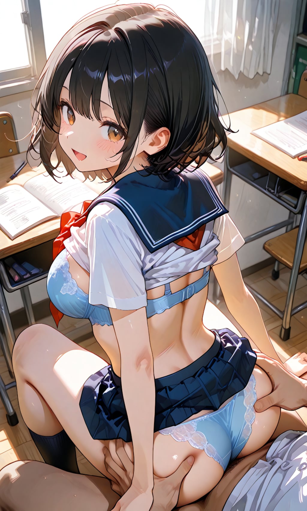 半脱ぎのまま座って