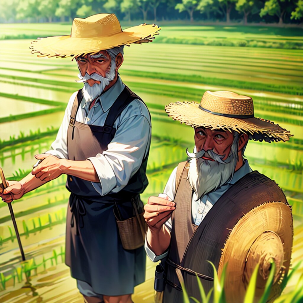 米作りに励むレスランドのじじい達