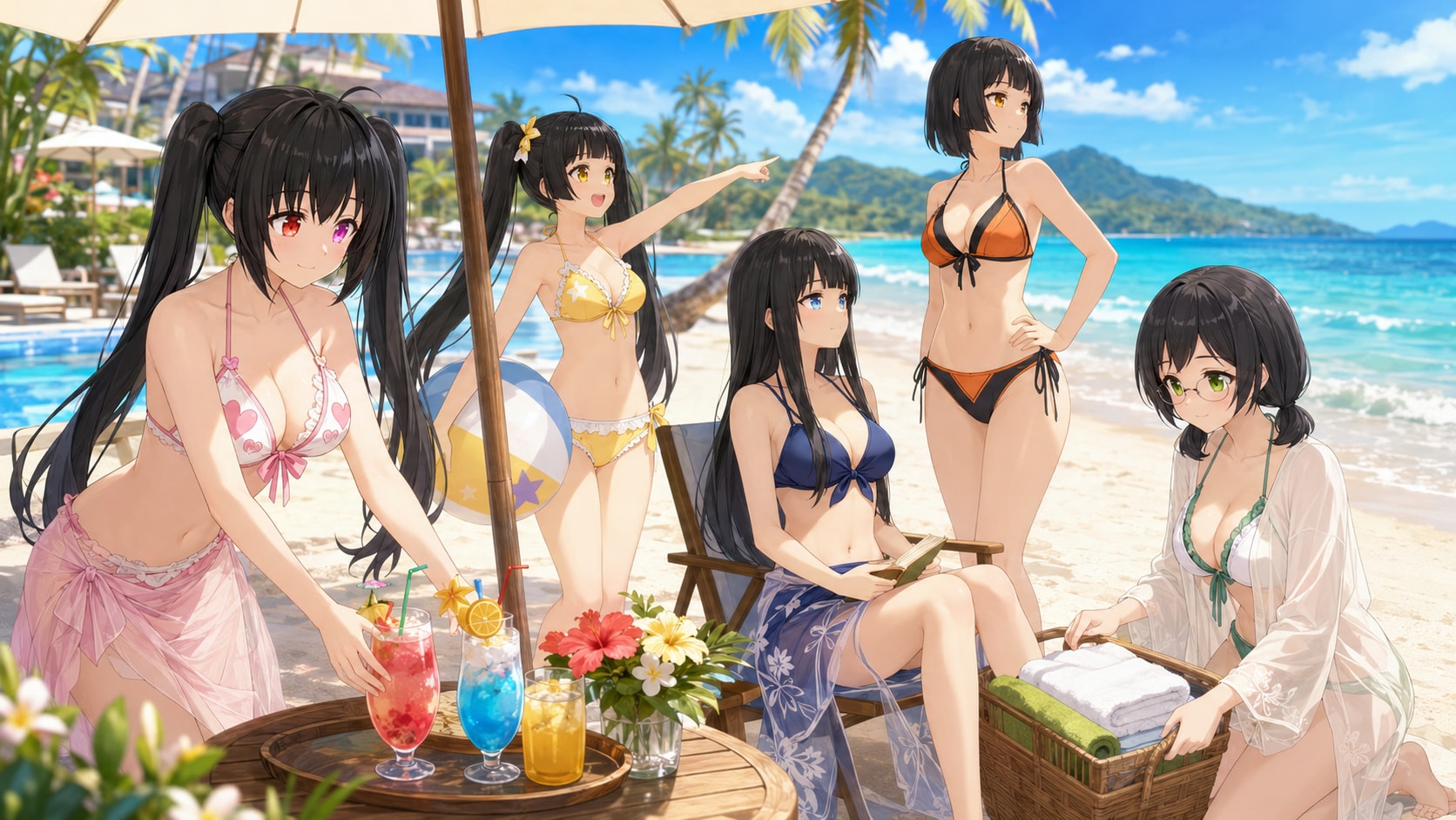 5つの笑顔と夏の海