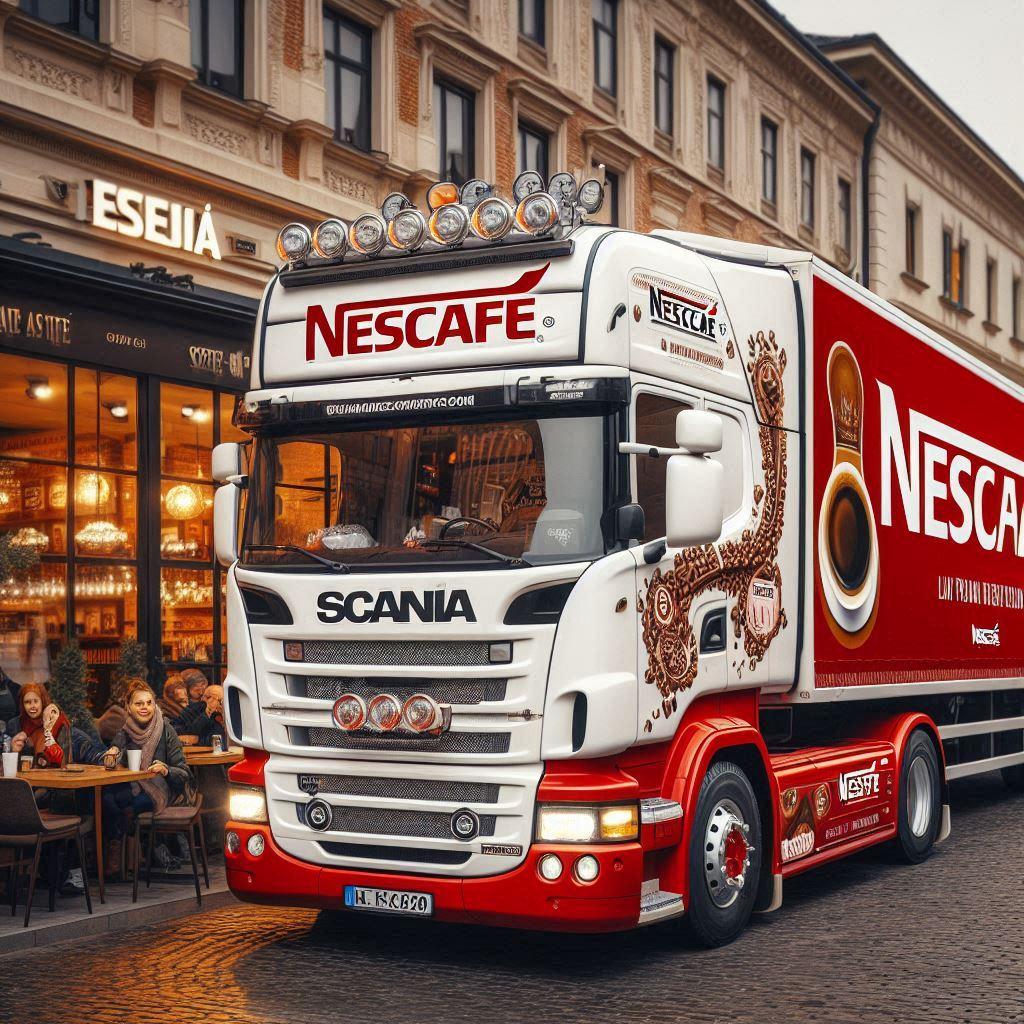 ネスカフェカラーのスカニアトラック | の人気AIイラスト・グラビア