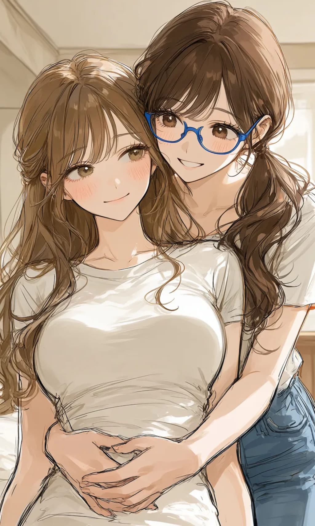 後ろからハグ