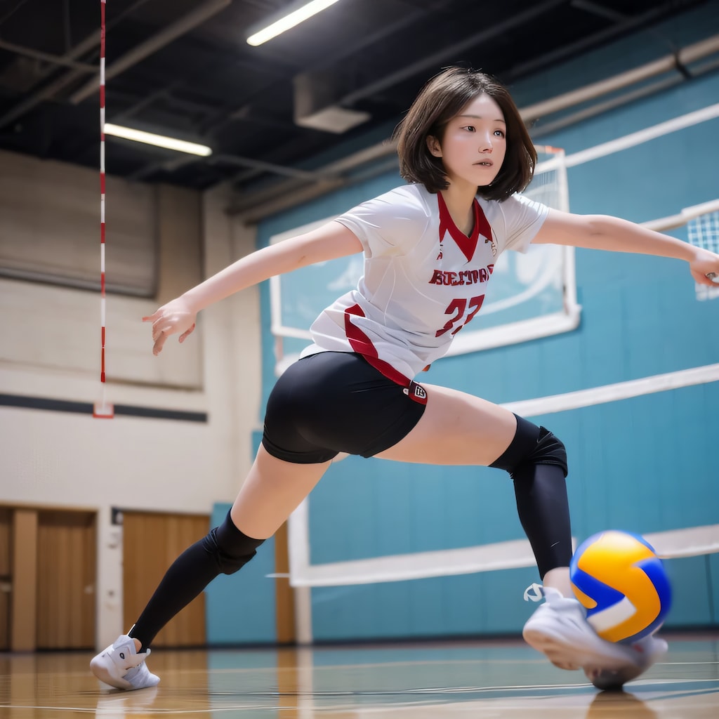 黒髪ボブでユニフォームの美女２４