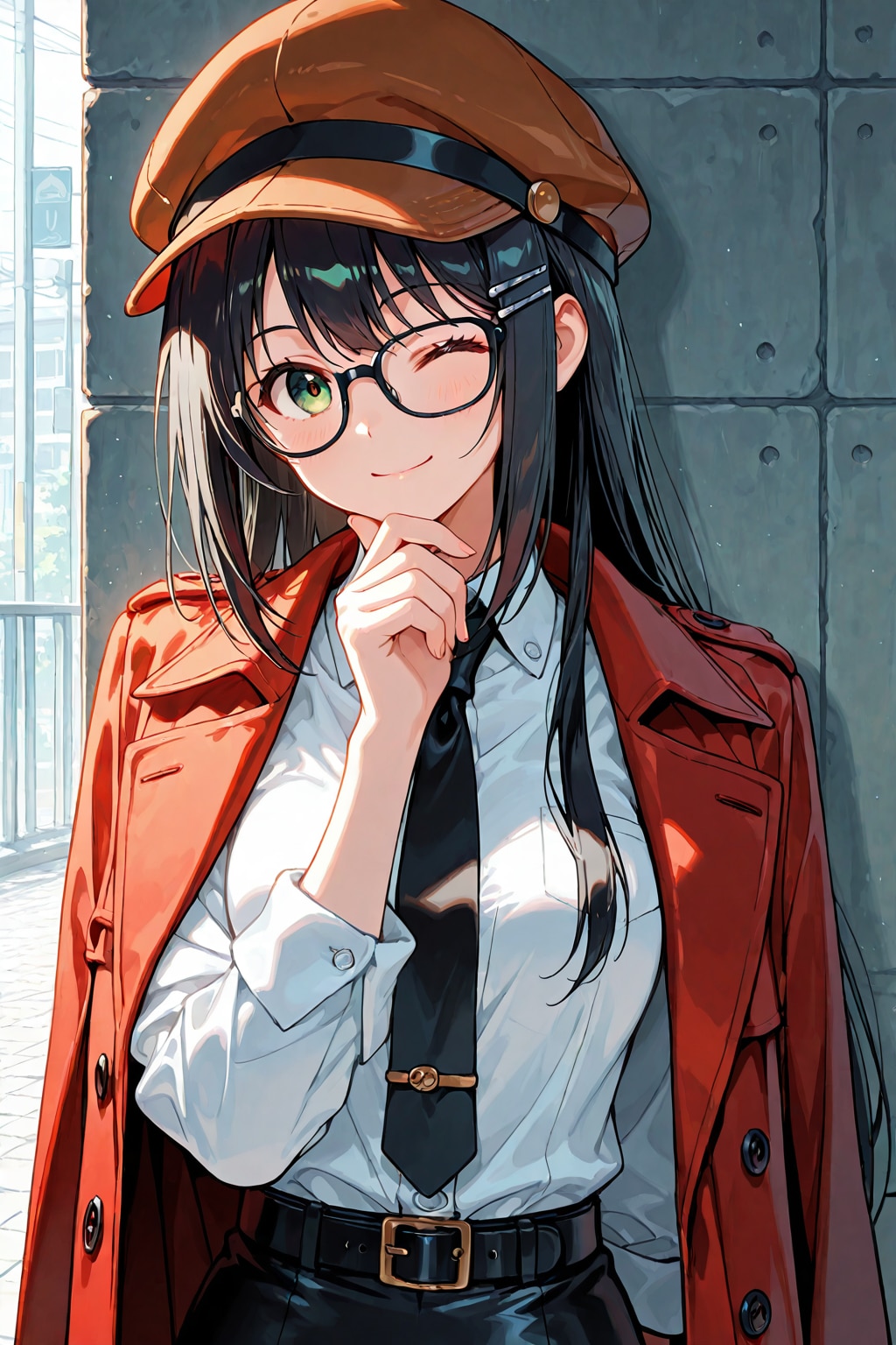 眼鏡と帽子を被った後輩