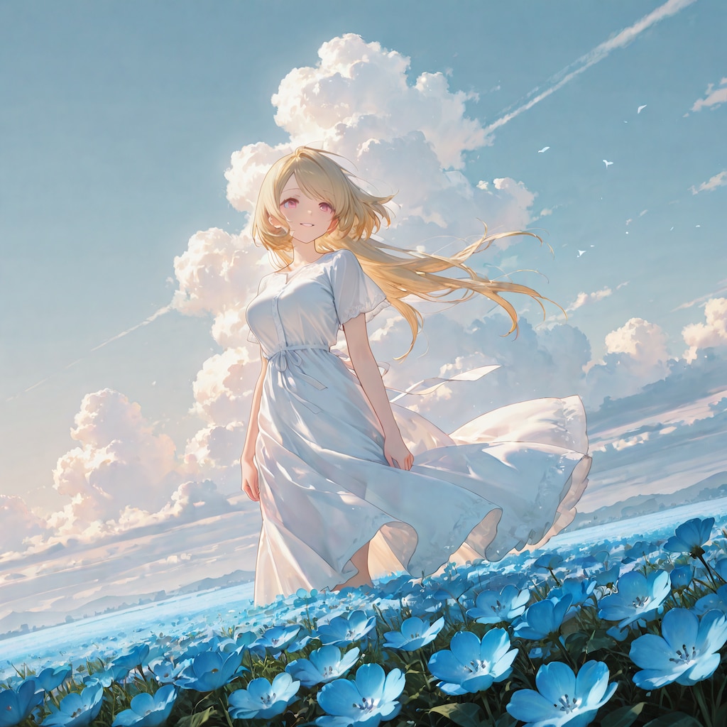 ネモフィラ畑にて