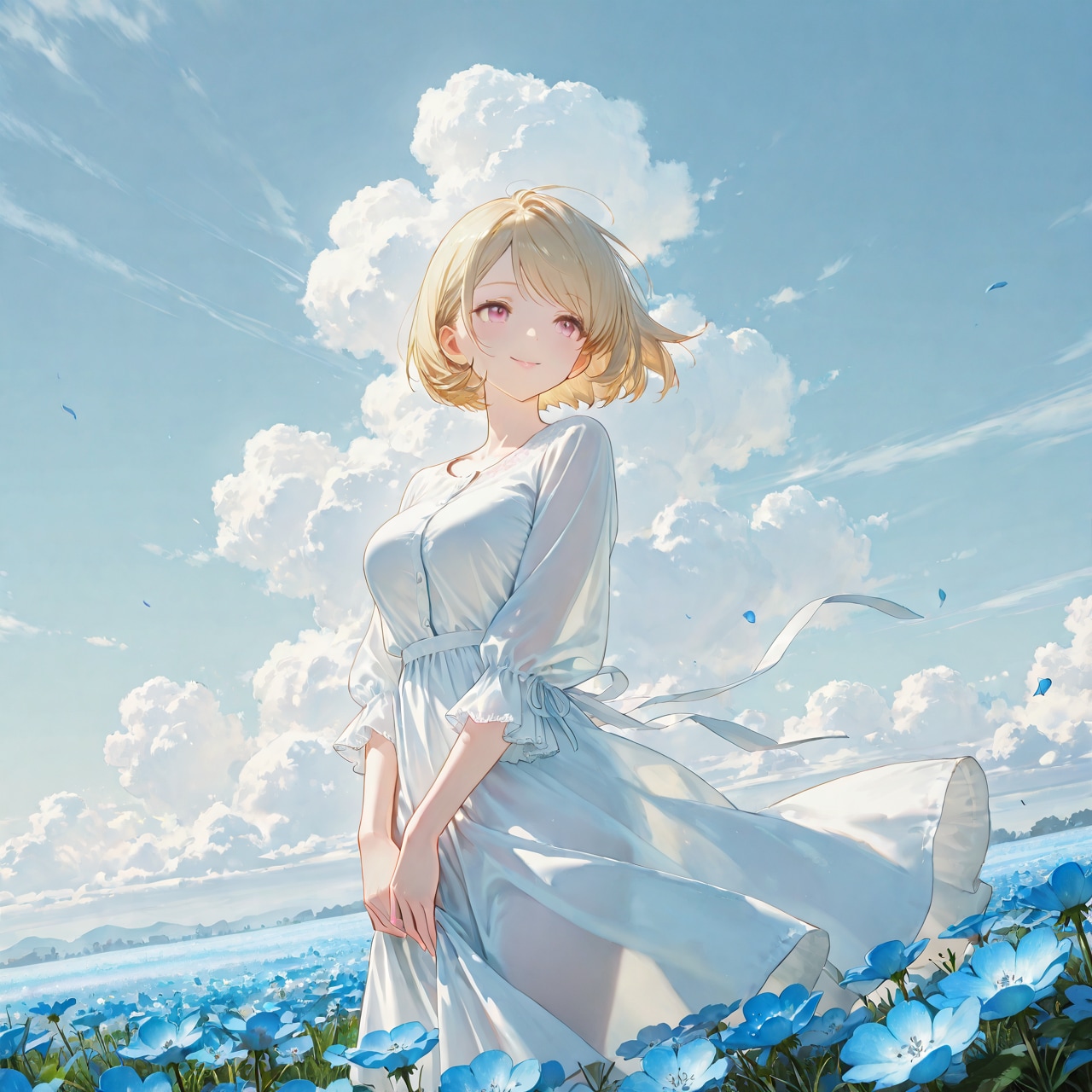 ネモフィラ畑にて | の人気AIイラスト・グラビア