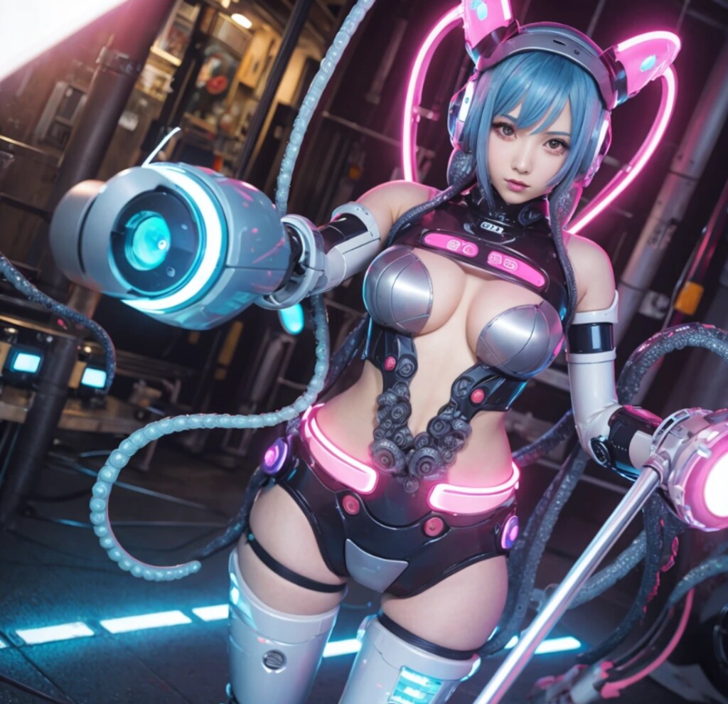 ロボットガール サイボーグガールにハマりました。ハロウィン版や着物、水着など作れたら色々、生成していきたいです