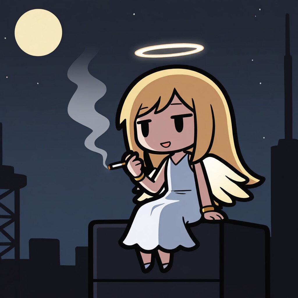 見上げれば夜空と天使